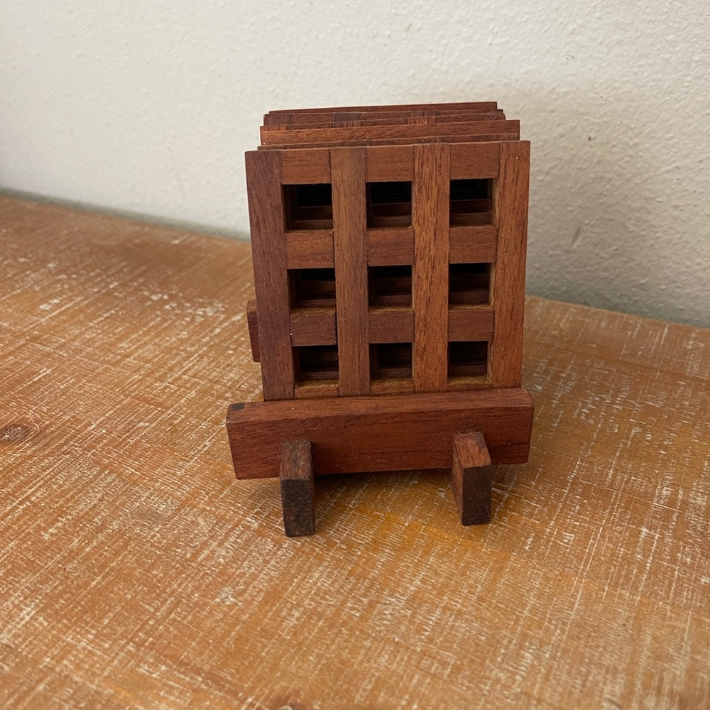 Set of 6 vintage wooden coasters